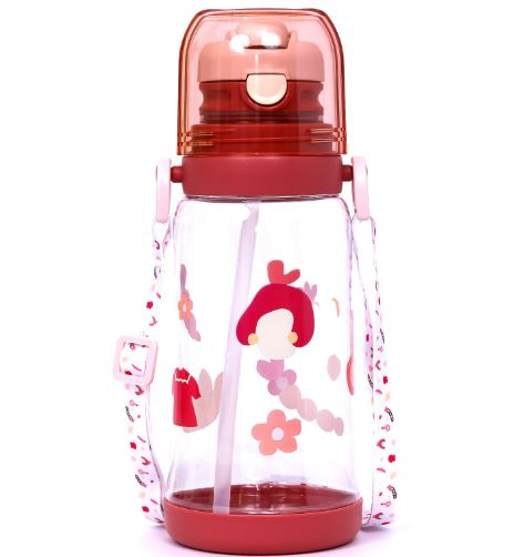 Eazy Kids Water Bottle 600ml wt straw - Pink