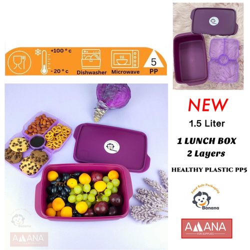  Banana - Divided 2 Levels LunchBox - 1.5 L - 1 Pc - Purple