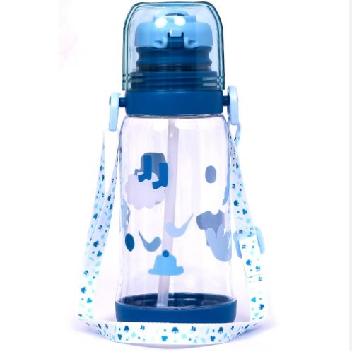 Eazy Kids Water Bottle 600ml wt straw - Blue