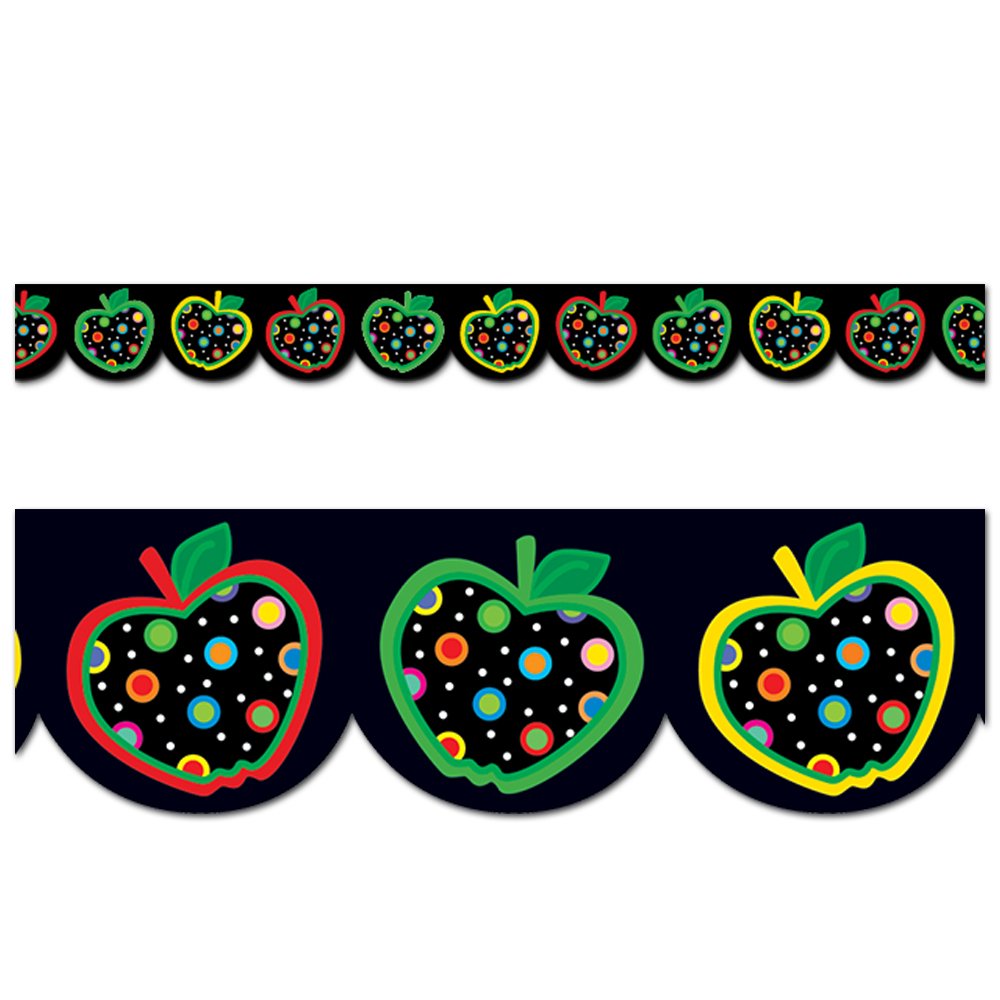 Dots on Black Apples Border CTP-6515