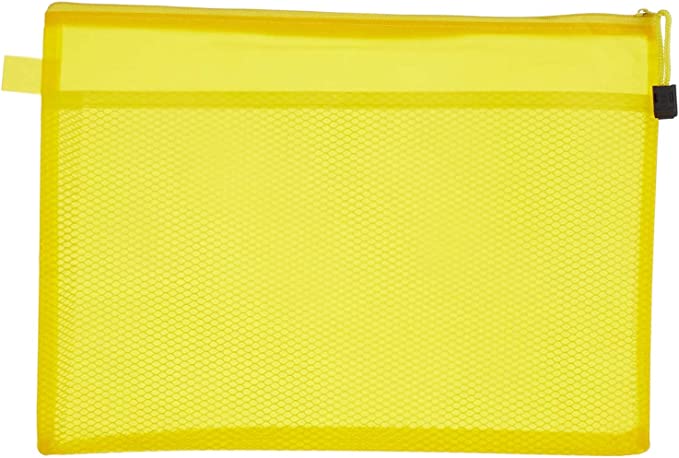 Fabric File with Zipper, A4 - Yellow