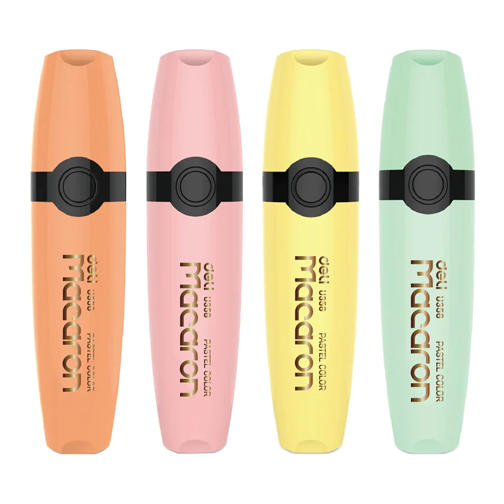 Deli Chiseled Point Marker Pen, 4 pieces, phosphorescent colors