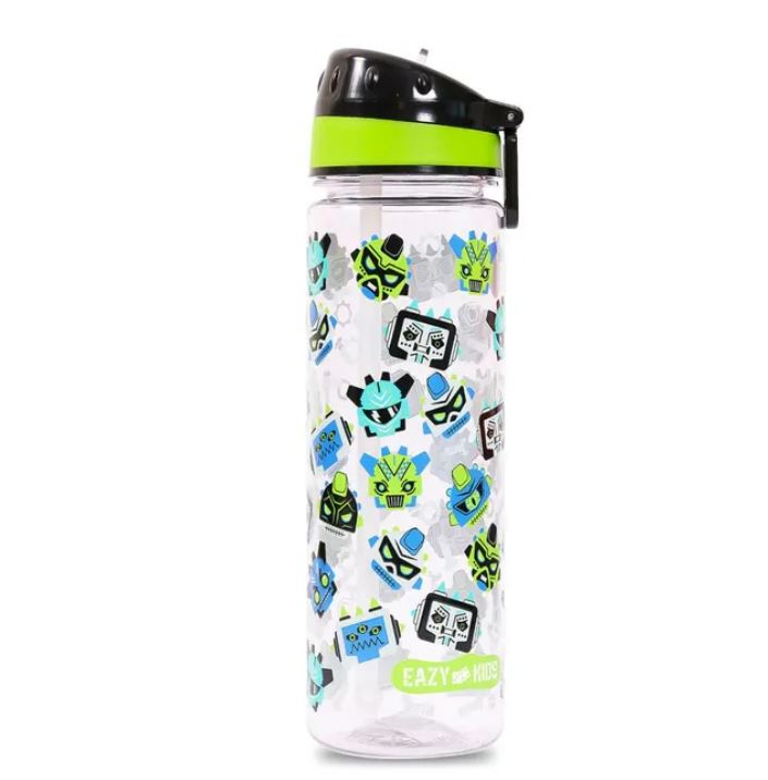 Eazy Kids Tritan Water Bottle w/ Carry handle, Gen Z  - Black, 650ml