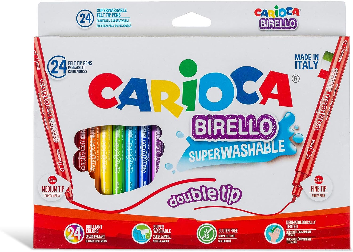 Carioca Birello 24 Superwashable Colouring Markers with Double Nib