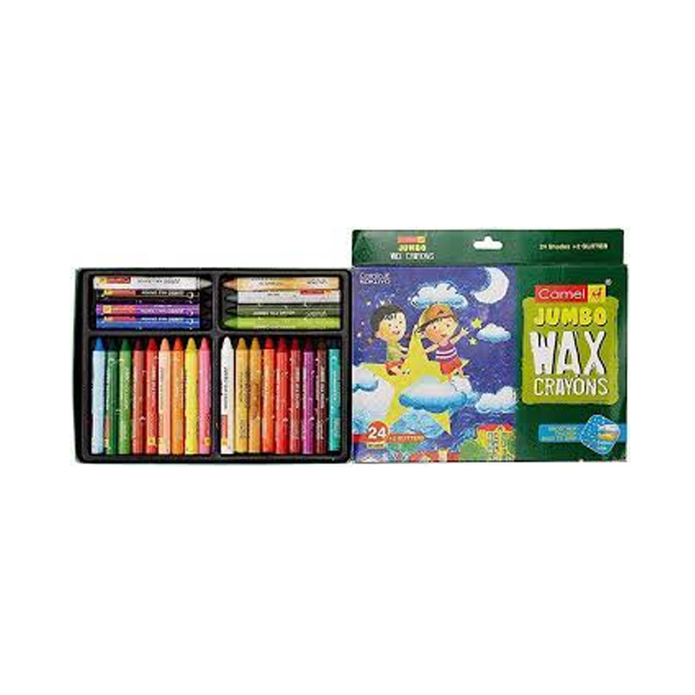 Camlin Wax Crayons Pack of 12 + 1 Glitter Stick Jumbo