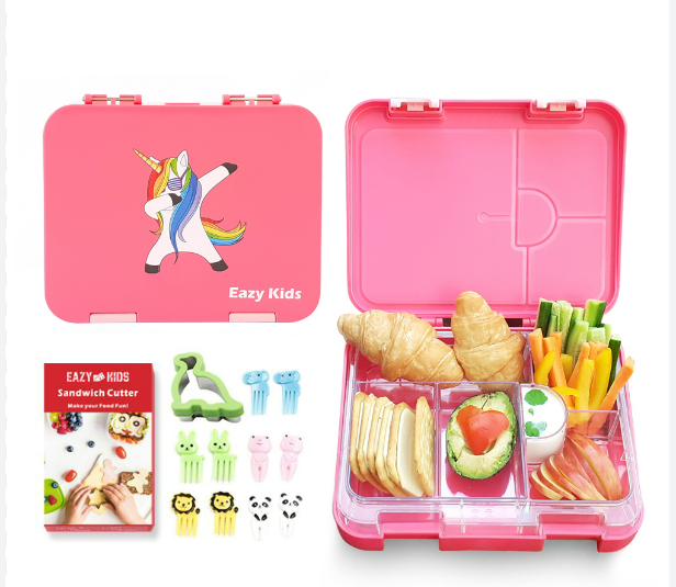 Eazy Kids 6 & 4 Convertible Bento Lunch Box - Unicorn Pink
