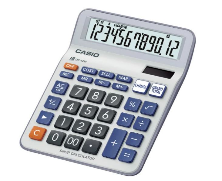 Casio Calculator (DC-12M-W-DP) Practical, White