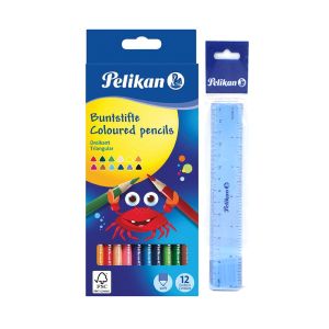 Pelikan Colour Pencil 12 Pcs Full Size + Pelikan 15cm Ruler