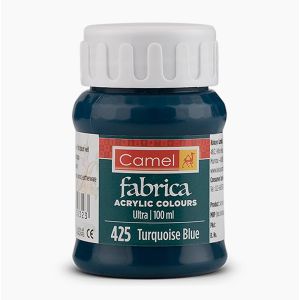 Camel Fabrica Acrylic Colours ( Fabric)  Metallic colours - 100ml Bottles.Turquoise Blue