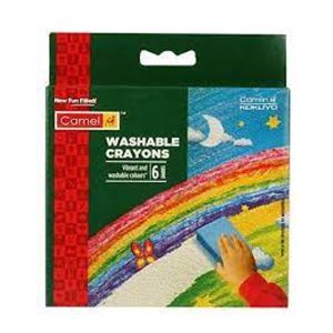 Camlin Wax Crayons - Washable Set of 6 Astd Colours 