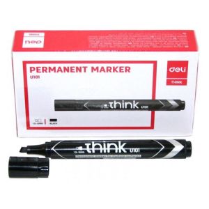 Deli U10120 Chisel Tip Permanent Marker, Black