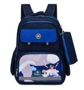 حقيبة مدرسية دينو من إيزي كيدز مع مقلمة - أزرق داكن