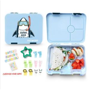 Eazy Kids 4 Compartment Bento Lunch Box - Shark Blue