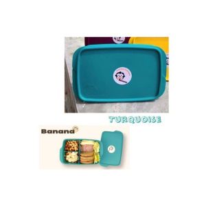 Banana Divided Lunch Box - 1L -Turquoise 1 Pc