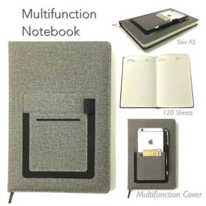 Multifunction A5 Notebook - Cream Paper - (Mobile & Cards & Pen) Case In Cover 