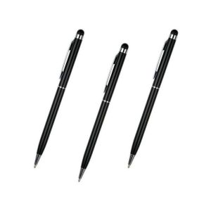 قلم لمس معدني للكتابة على الأجهزة الذكية - 3 قطع - أسود