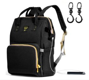 حقيبة سنفينو بمنفذ USB - أسود + خطافات