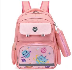 Eazy Kids Unicorn Planet School Bag w/t Pencil Case-Pink