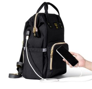 حقيبة سنفينو بمنفذ USB - أسود + خطافات