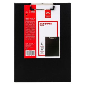 Deli E38154B Pvc Coated Clip Board W/cover A4 Black