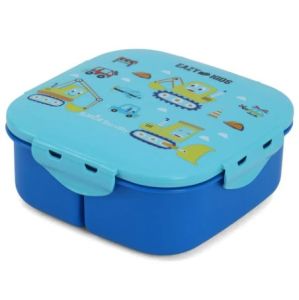 Eazy Kids Square Bento Lunch Box - Construction Blue