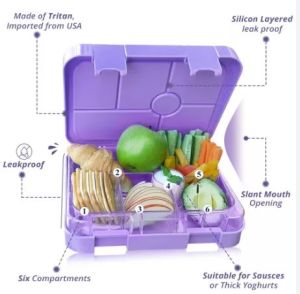 Eazy Kids 6 Compartment Bento Lunch Box - Unicorn Purple