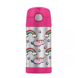 Thermos® Funtainer 355 ml Stainless Steel Water Bottle with Straw Unicorn - Pink