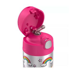 Thermos® Funtainer 355 ml Stainless Steel Water Bottle with Straw Unicorn - Pink