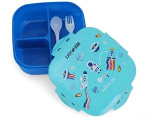 Eazy Kids Square Bento Lunch Box - Space Blue