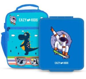 Eazy Kids Bento Boxes wt Insulated Lunch Bag Combo- Baby Astronaut Blue
