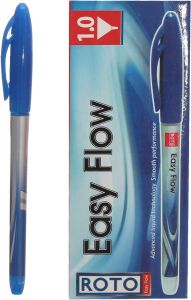 ROTO Easy Flow Ballpoint Pen, 1.0 mm, Blue - Pack of 12