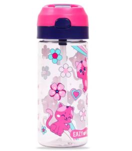 Eazy Kids Tritan Water Bottle w/ Spray, Cat  - Pink, 420ml