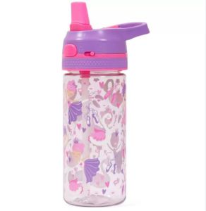 Eazy Kids Tritan Water Bottle w/ Lockable Push button and Carry Handle, Tropical  - Purple, 420ml