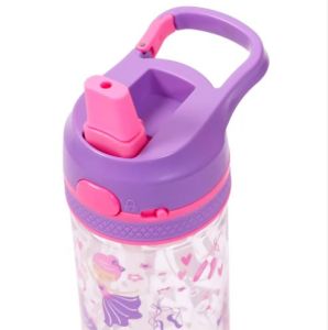 Eazy Kids Tritan Water Bottle w/ Lockable Push button and Carry Handle, Tropical  - Purple, 420ml