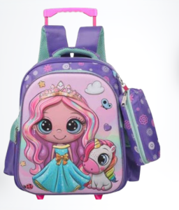 Prima Trolley Bag with Free Pencil Case - For Girls - Kg-14INCH