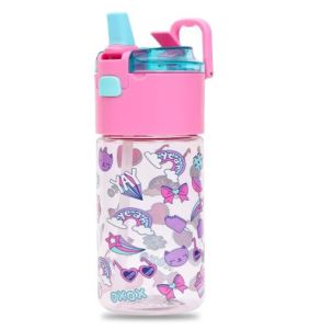 Eazy Kids Tritan Water Bottle w/ Snack Box, Gen Z  - Pink, 450ml