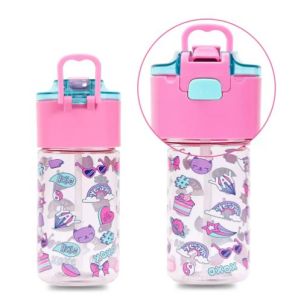 Eazy Kids Tritan Water Bottle w/ Snack Box, Gen Z  - Pink, 450ml