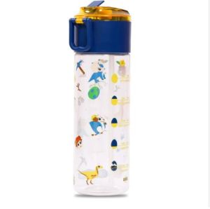 زجاجة مياه تريتان من ايزي كيدز مع صندوق الوجبات الخفيفة ، تي ريكس- ازرق ، 450 مل