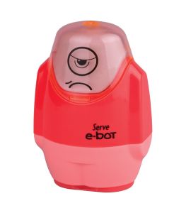 Serve E-Bot - Fluo Colours Eraser & Sharpener-Red