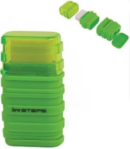 Serve Steps - Eraser & Sharpener- Fluo Colours -Green