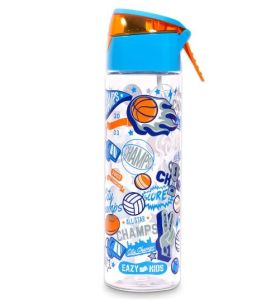 Eazy Kids Tritan Water Bottle w/ Spray, Soccer  - Blue, 750ml