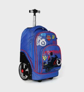 Eazy Kids - 18" Set of 2 Formula Racing  Big Wheel Trolley School  & Pencil Case - Blue