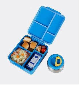 Eazy Kids Jumbo Bento Lunch Box w/t Insulated Jar - Space Expedition Blue