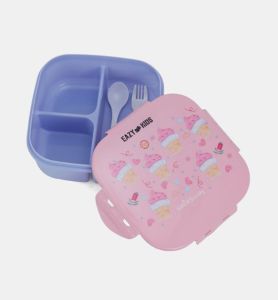 Eazy Kids Square Bento Lunch Box - Ice Cream Pink