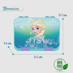 Disney Frozen Princess Elsa 6 / 4 Compartment Convertible Bento Tritan Lunch Box - Blue