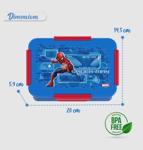 Marvel Spider-Man 1 / 2 / 3/ 4 Compartment Convertible Bento Lunch Box - Blue