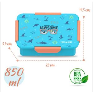 Eazy Kids Jawsome Shark 1 / 2 / 3/ 4 Compartment Convertible Bento Lunch Box - Blue