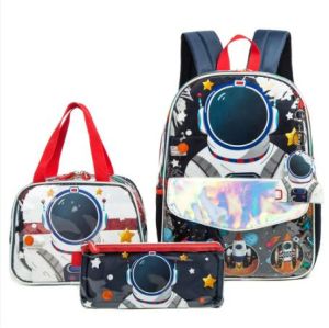 Eazy Kids-16" School Bag Lunch Bag Pencil Case Set of 3- Astronaut-Blue