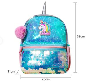 Eazy Kids Unicorn Sparkle Backpack - 12 Inch - Green