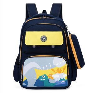 Eazy Kids School Bag Dino w/t Pencil Case -Blue